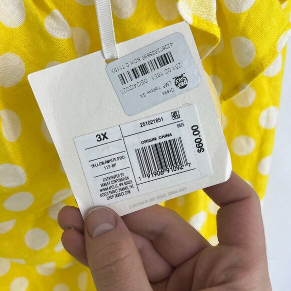 Lisa Marie Fernandez Target One Shoulder Dress Size 3X Linen Blend Polka Dot - Picture 6 of 8